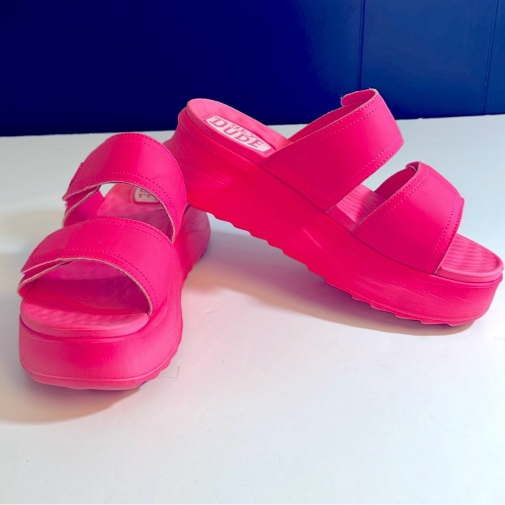 Hey Dude Delray Electric Pink Slide Sandals Size 10